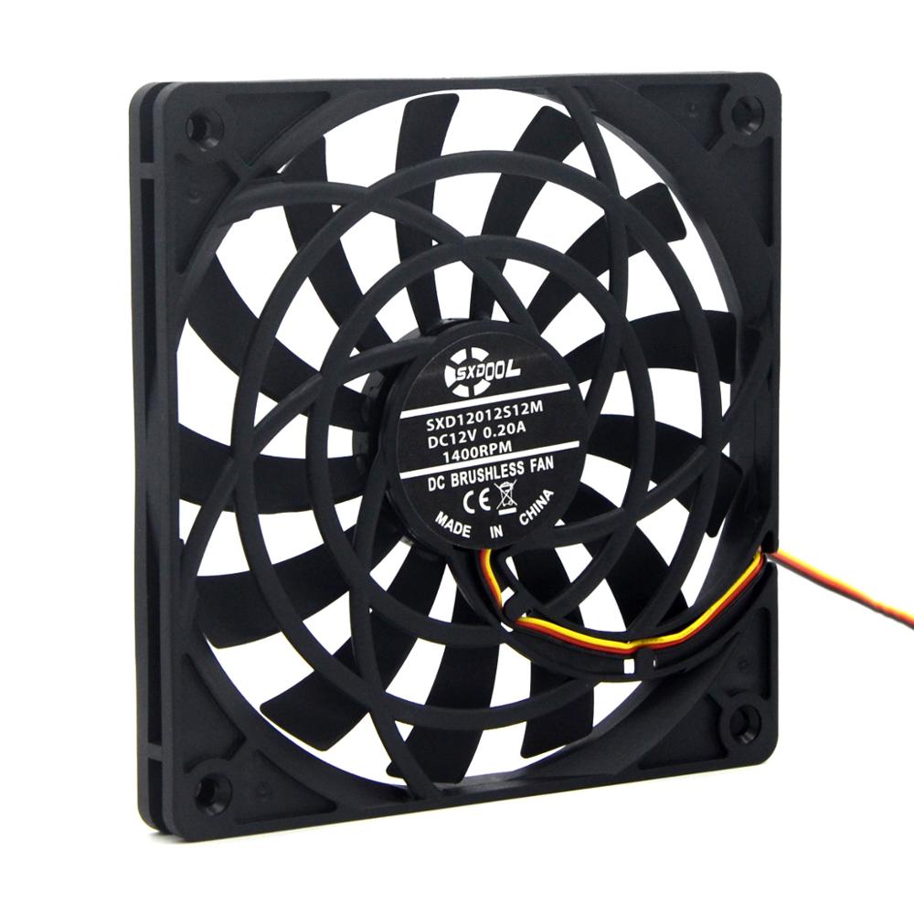 SXDOOL 12012   , 12mm β, 120x12mm, DC 12V, 0.20A, 39CFM, 1400RPM, 18dba, 1 , ǰ